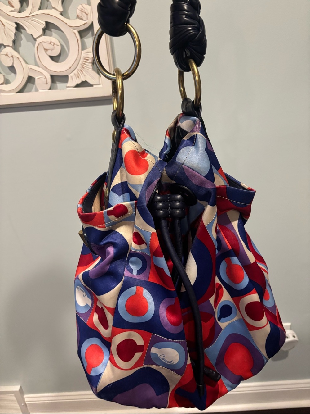 Rare Coach Satin drawstring Shoulder Bag